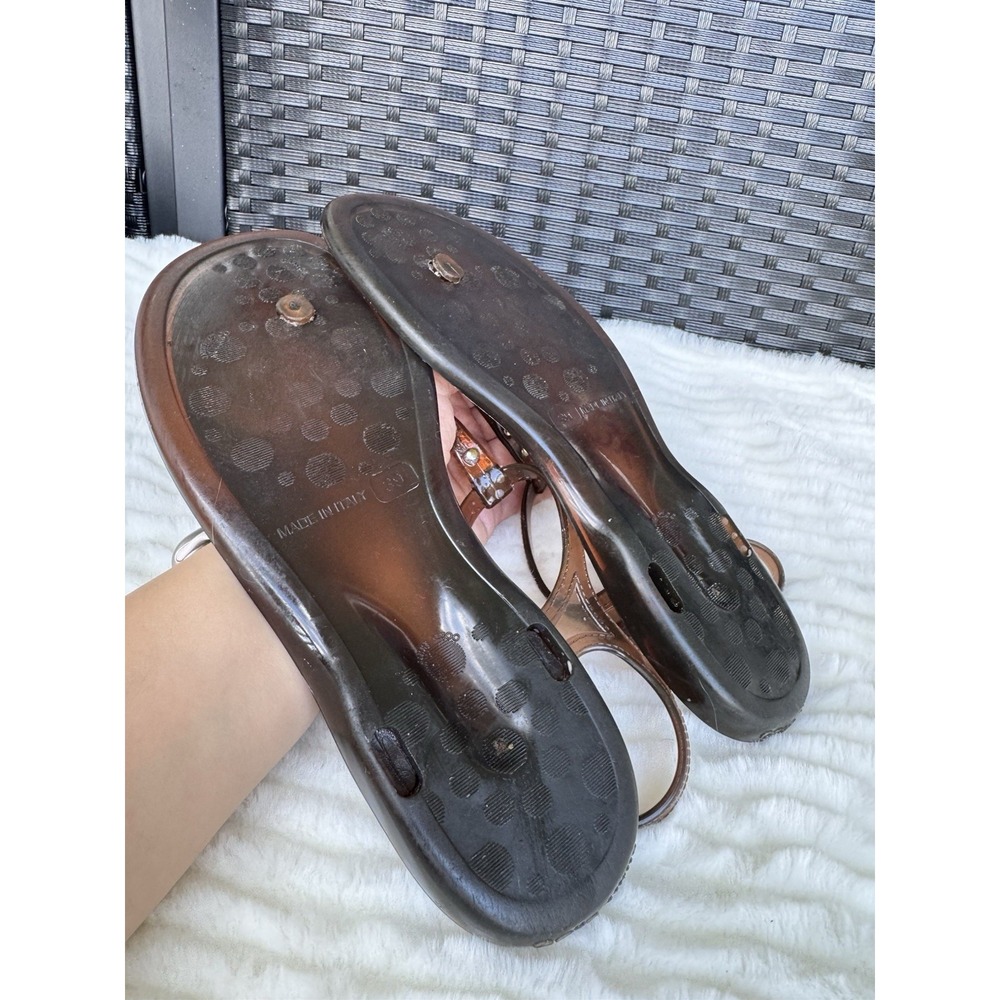 Jimmy Choo Jelly Sandals Black Purple Cheetah Animal Print Sz 39 US 9 - Picture 5 of 6